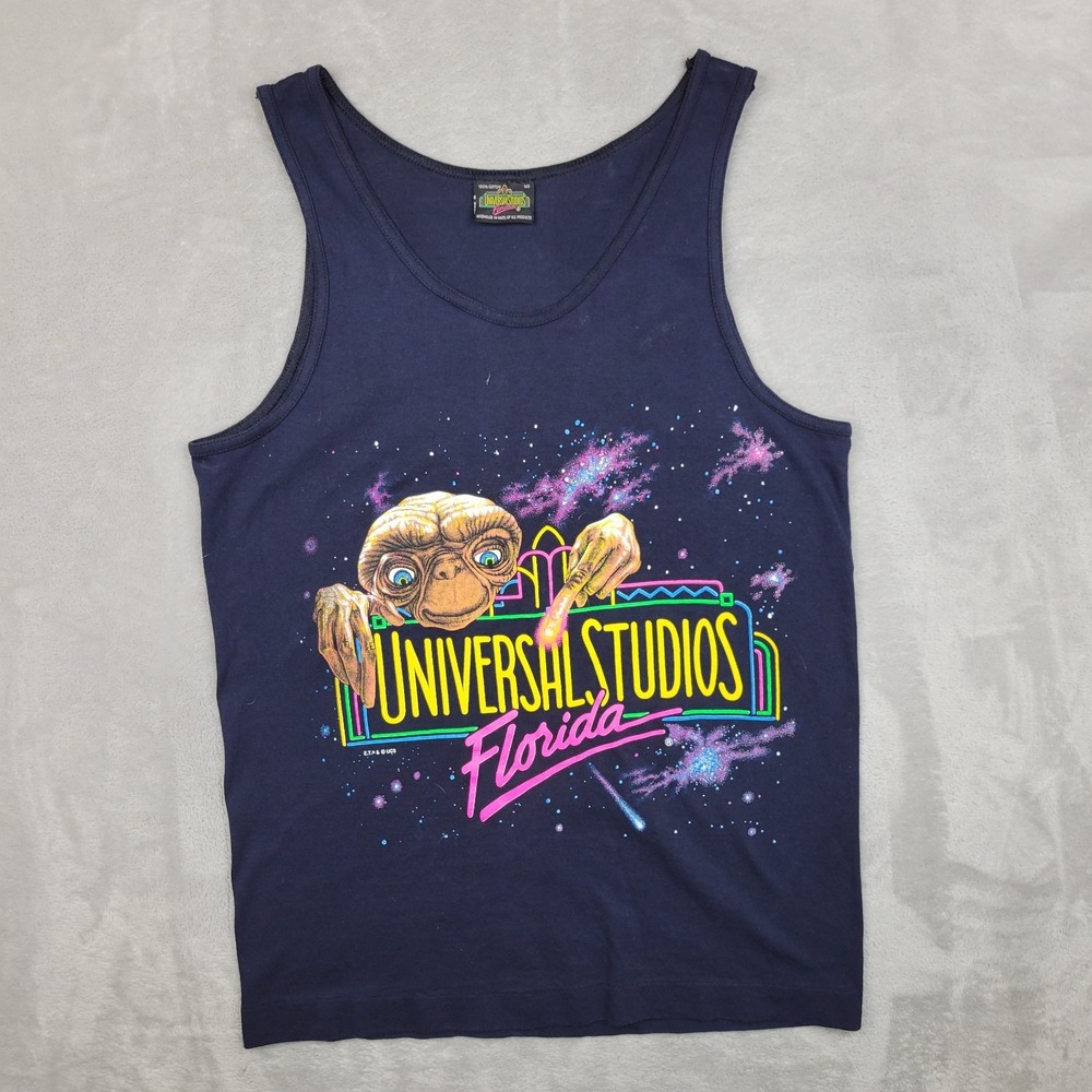 Vintage Universal Studios Shirt Mens Medium ET Alien 80s Movie Florida Tank Top